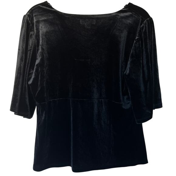 Knox Rose Women's Black Elbow Sleeve V-Neck Velvet Blouse - Size Large - NWT - Picture 3 of 8